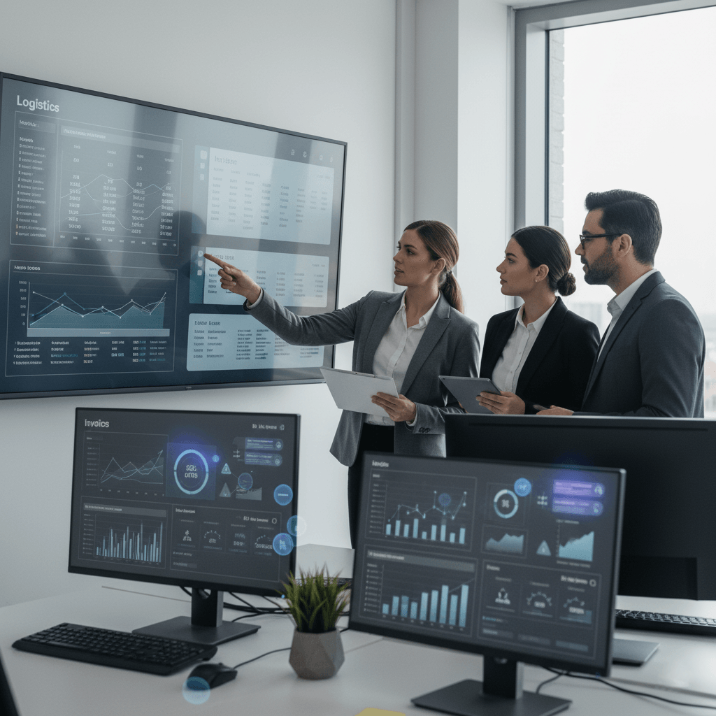 AI systems supporting real business workflows with human teams reviewing data and decisions.