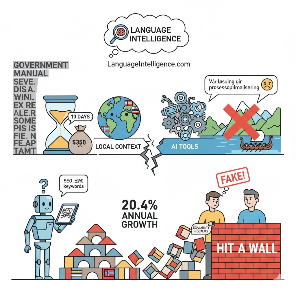 The translation paradox: $350 pro services and AI tools both failed. Technically correct, culturally tone-deaf.