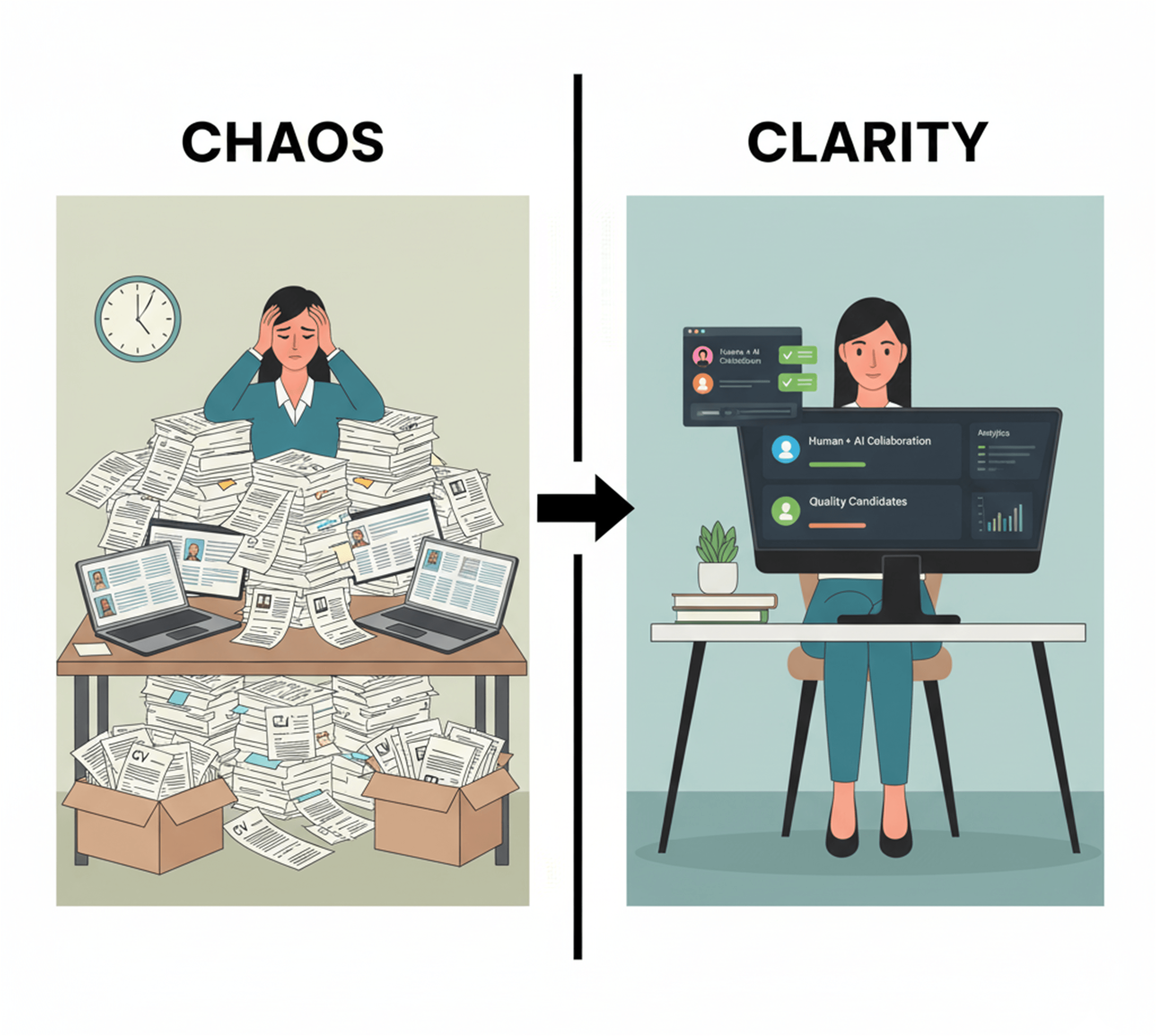 From CV chaos to AI clarity - human + AI make hiring smarter.