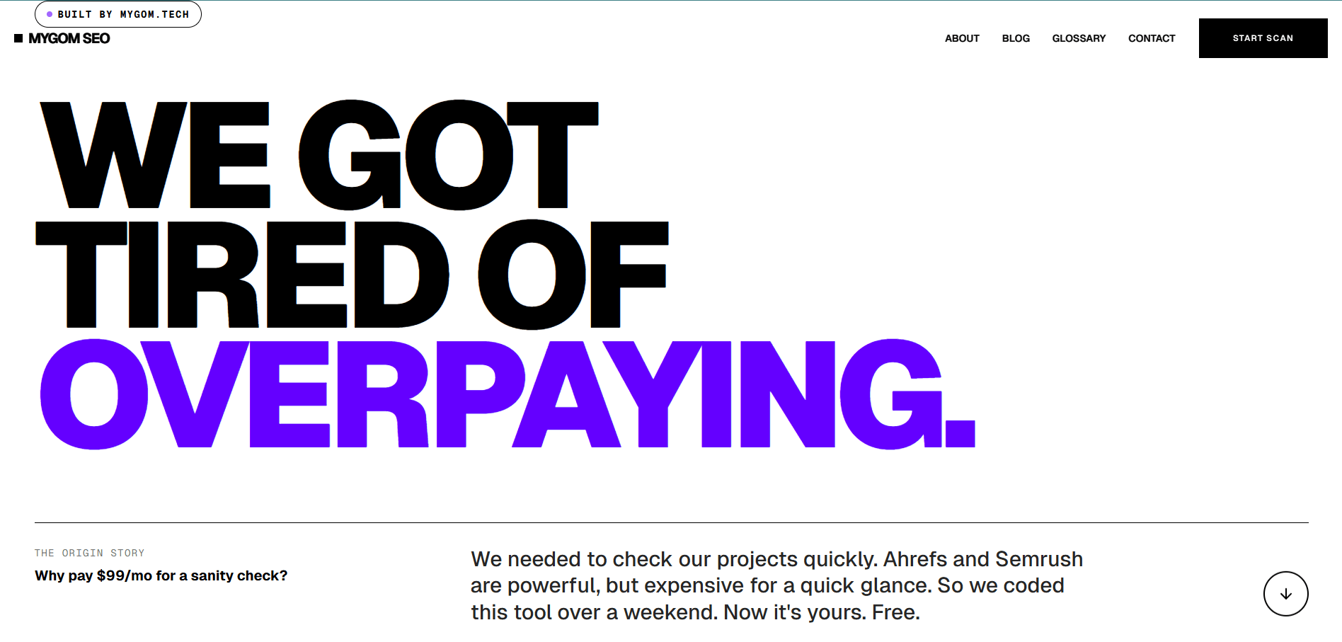 Mygom SEO landing page