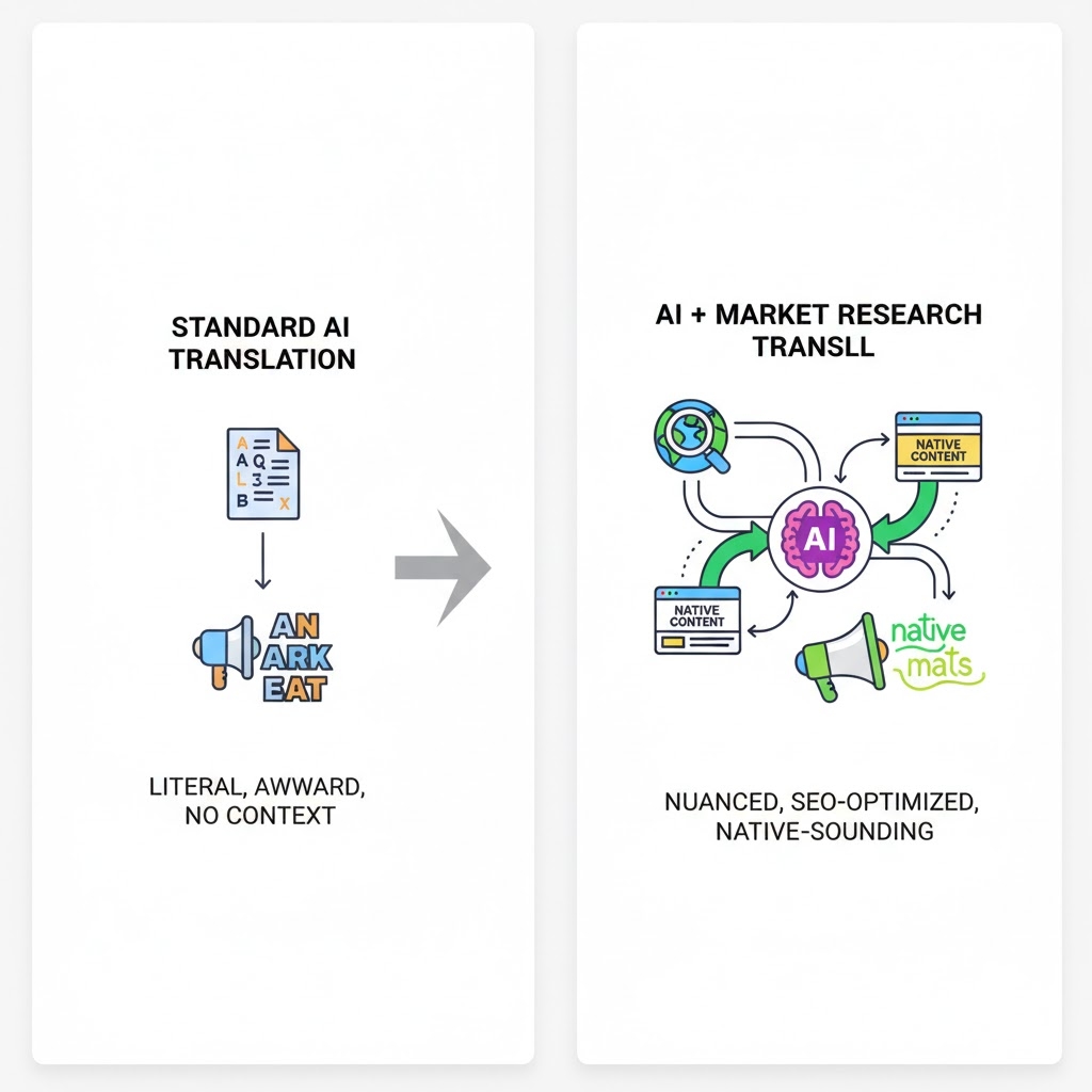 Standard AI translation vs AI + market-research-driven translation