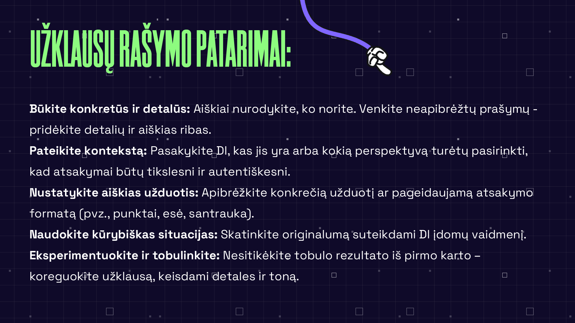 Užklausų rašymo patarimai